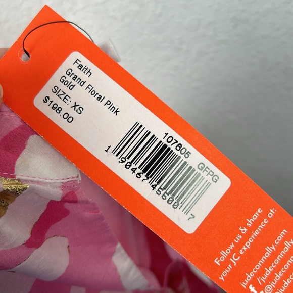 NWT new Gretchen Scott Faith Cotton pink gold ruffle floral dress XS - Picture 13 of 13